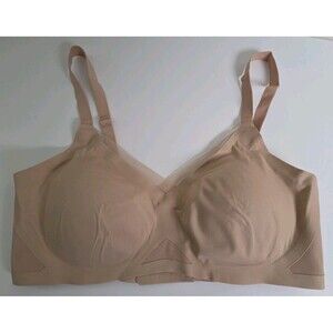 Honeylove Women’s Large CrossOver Bra Nude Beige Wireless Support Smooth Nylon